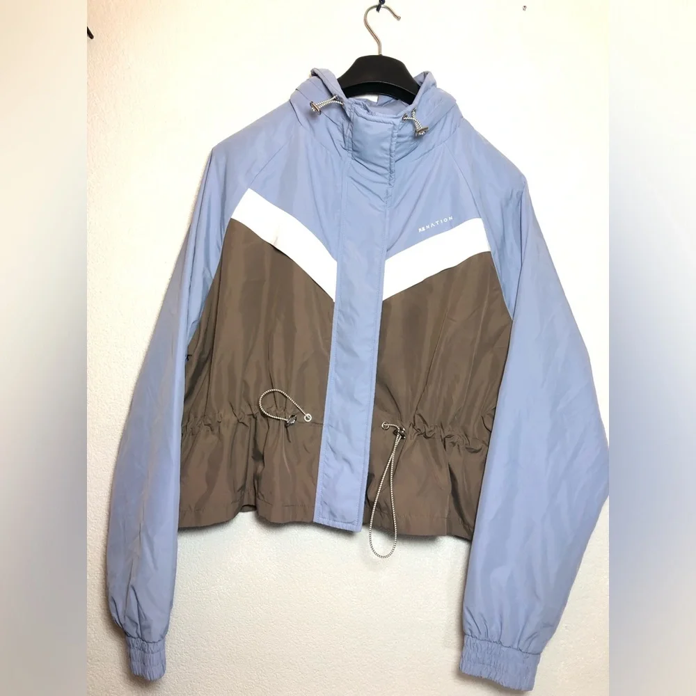 P.E Nation Blue, Taupe & White Colorblock shelter Jacket L/G
